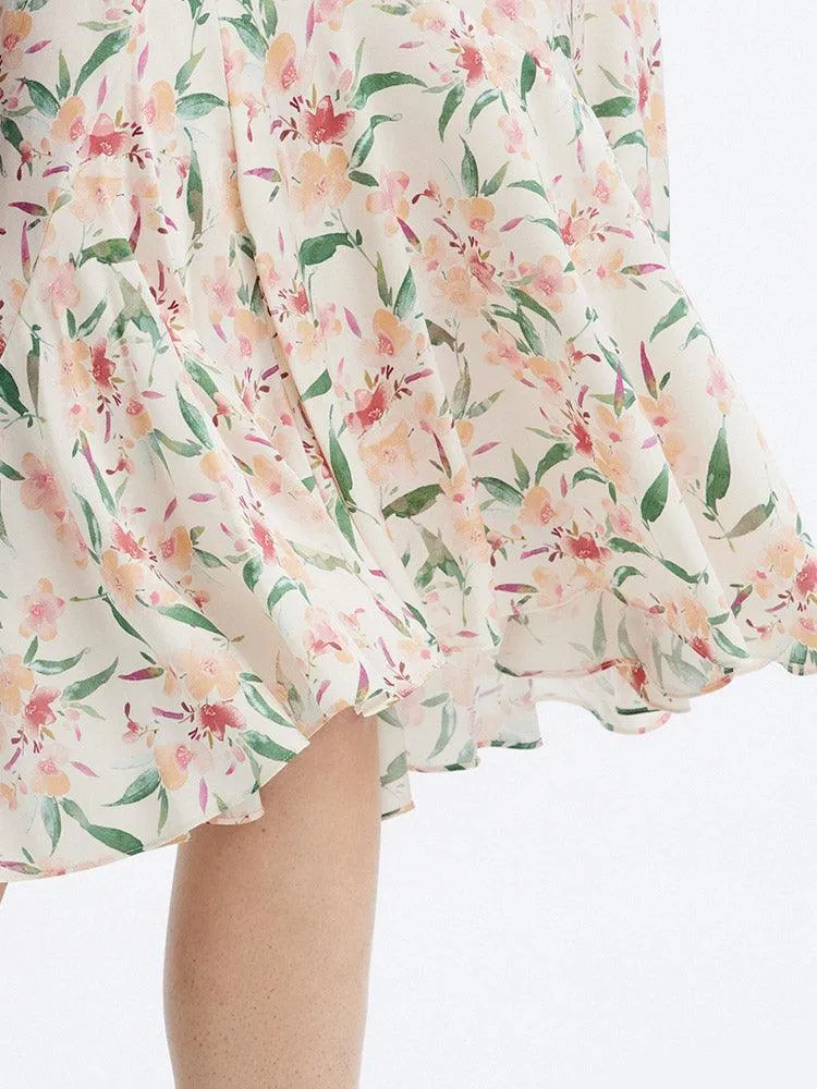 19Mm Stretch Silk Print Fishtail Skirt