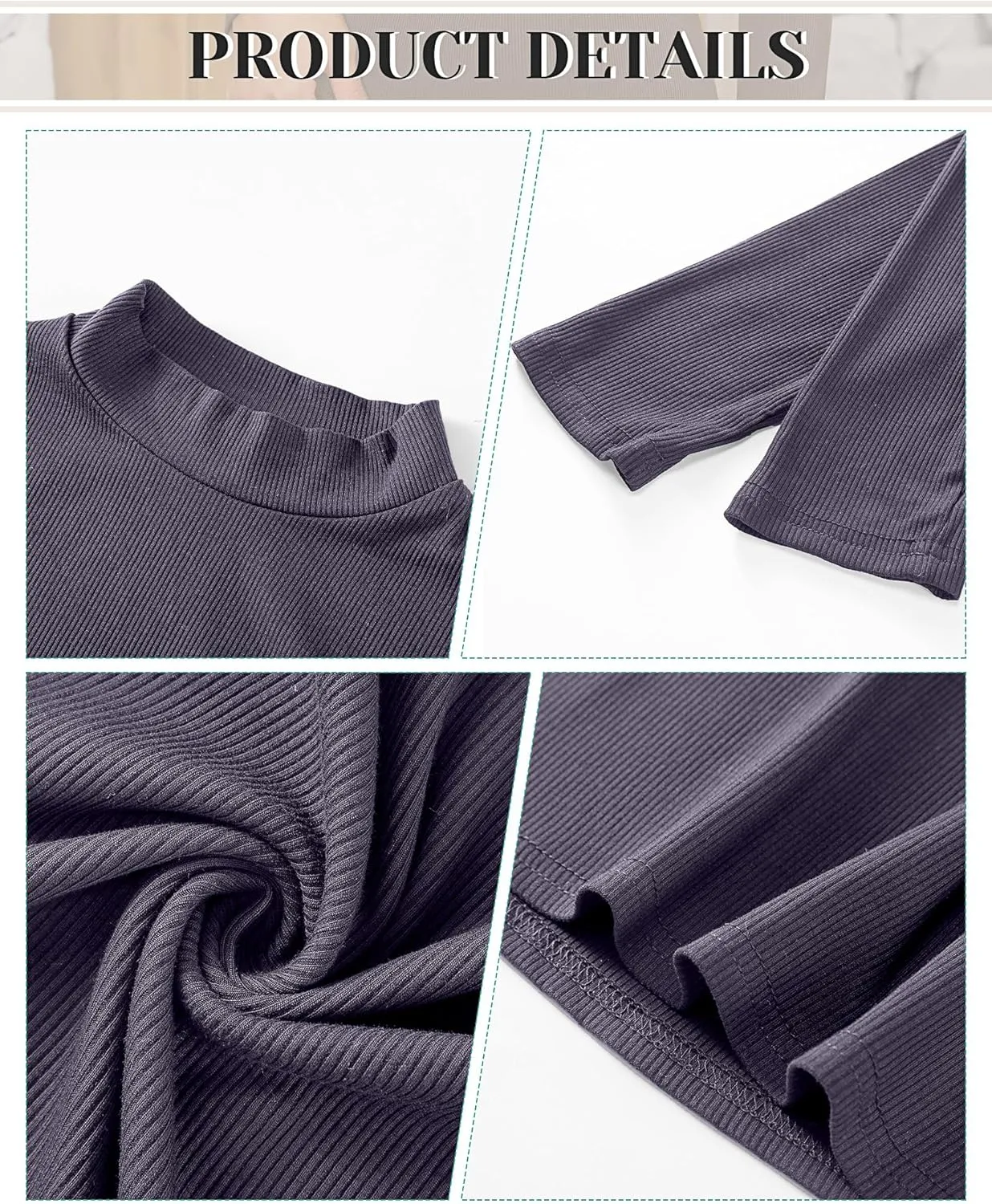 3 Pack Women's Mock Neck Tops, Fitted Ribbed Turtleneck Shirts 2025 Trendy Long Sleeve Knit Thermal Undershirts Tee