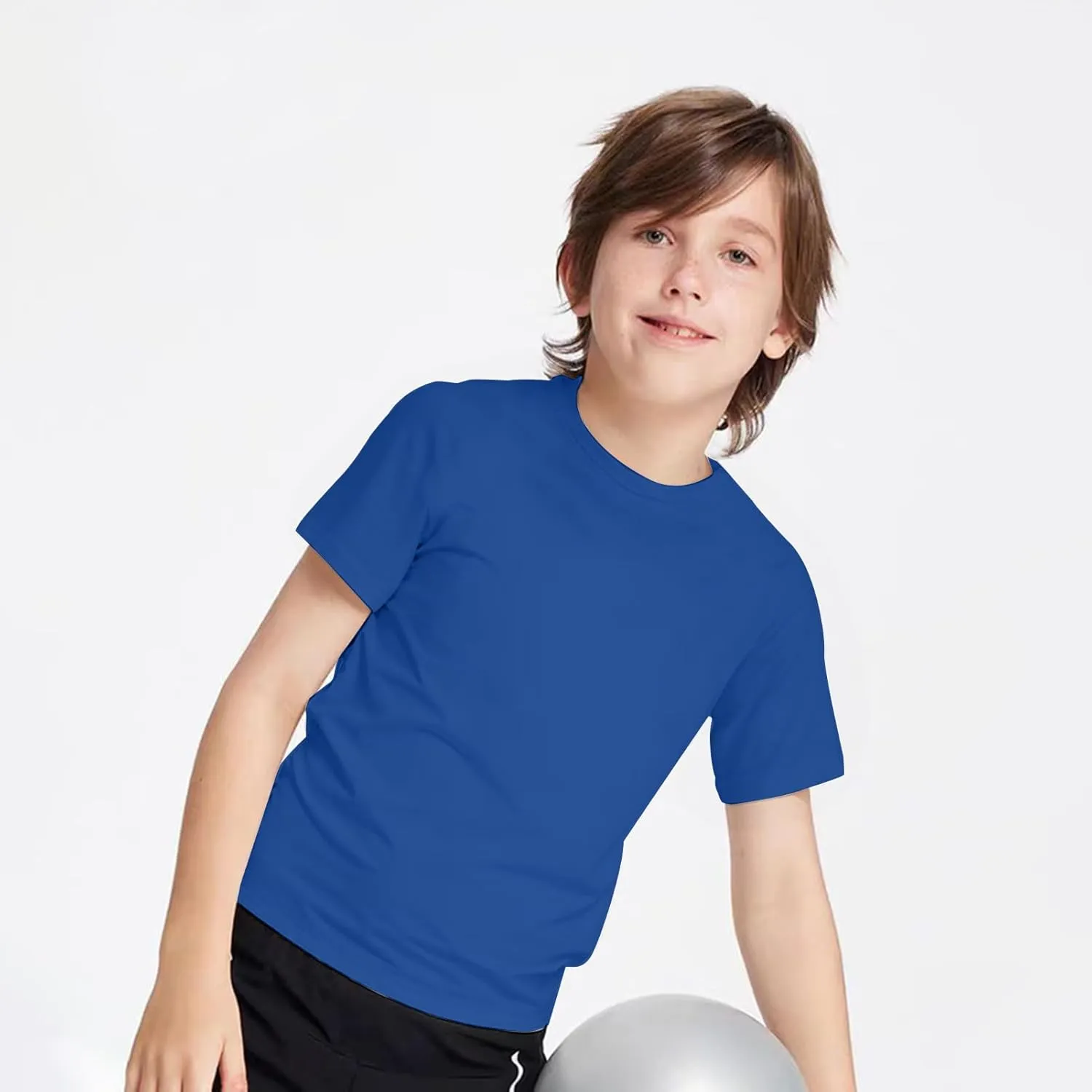 4 Pack Boys/Youth/Kids Quick Dry Sports Tee Shirt Mesh Moisture Wicking Active Athletic T-Shirt(4-18Years)