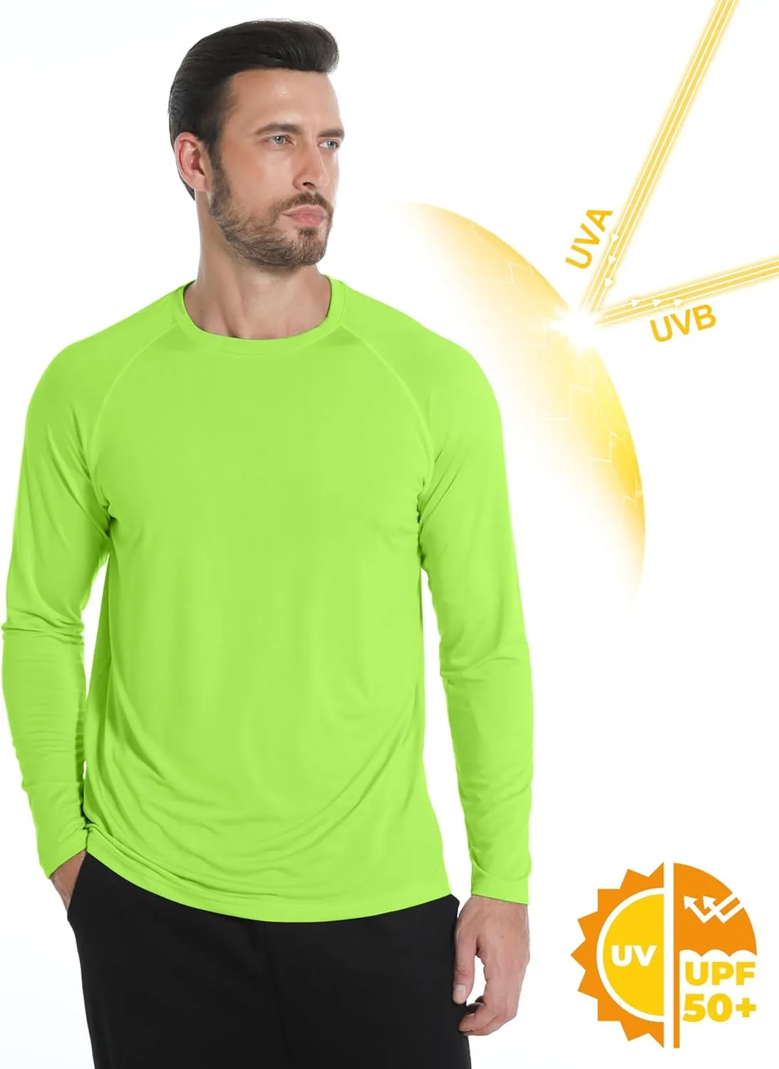 4 Pack Mens Long Sleeve Tee Shirts UPF 50  Rash Guard Quick Dry Fit Workout Gym Fishing Athletic Tshirt