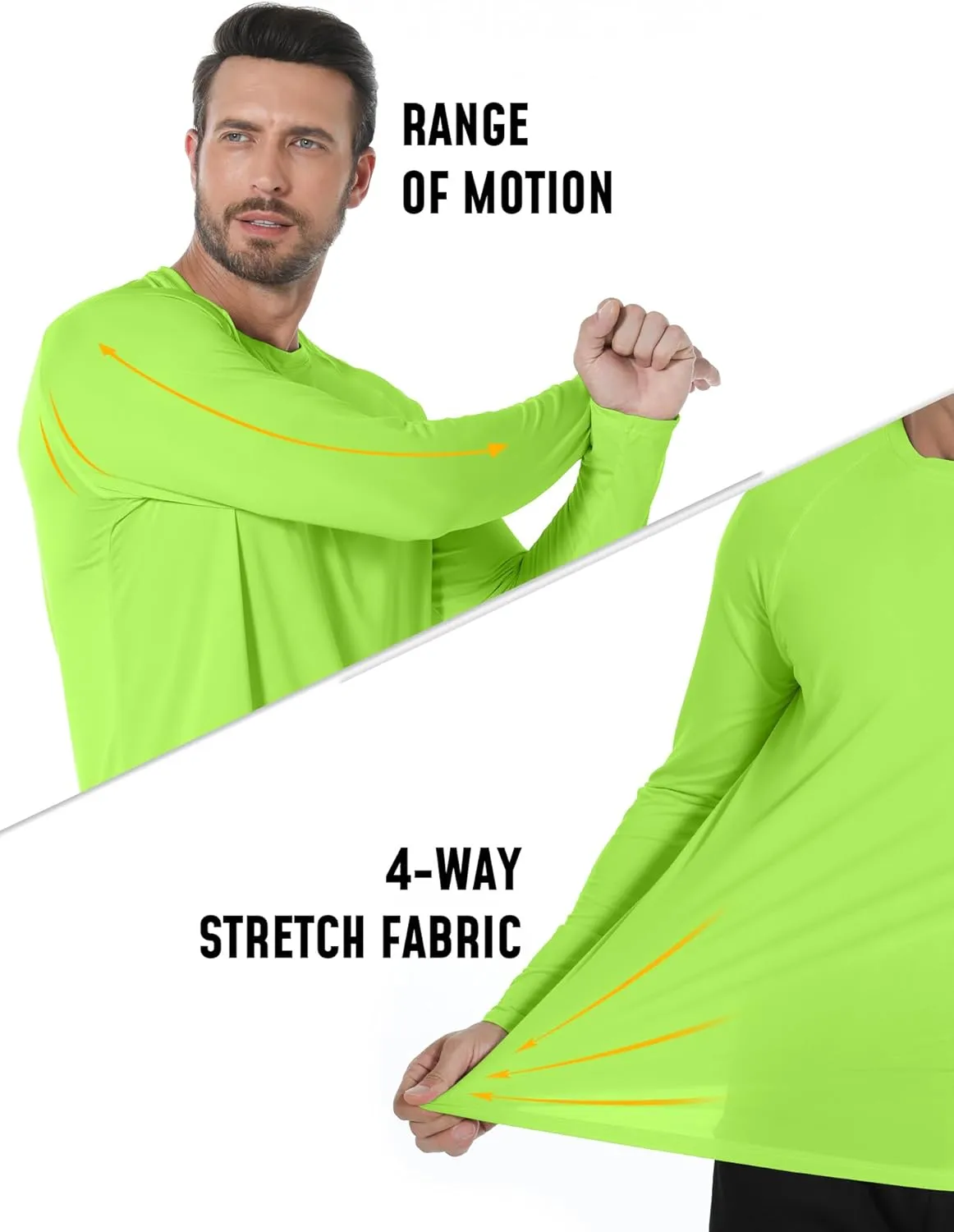 4 Pack Mens Long Sleeve Tee Shirts UPF 50  Rash Guard Quick Dry Fit Workout Gym Fishing Athletic Tshirt