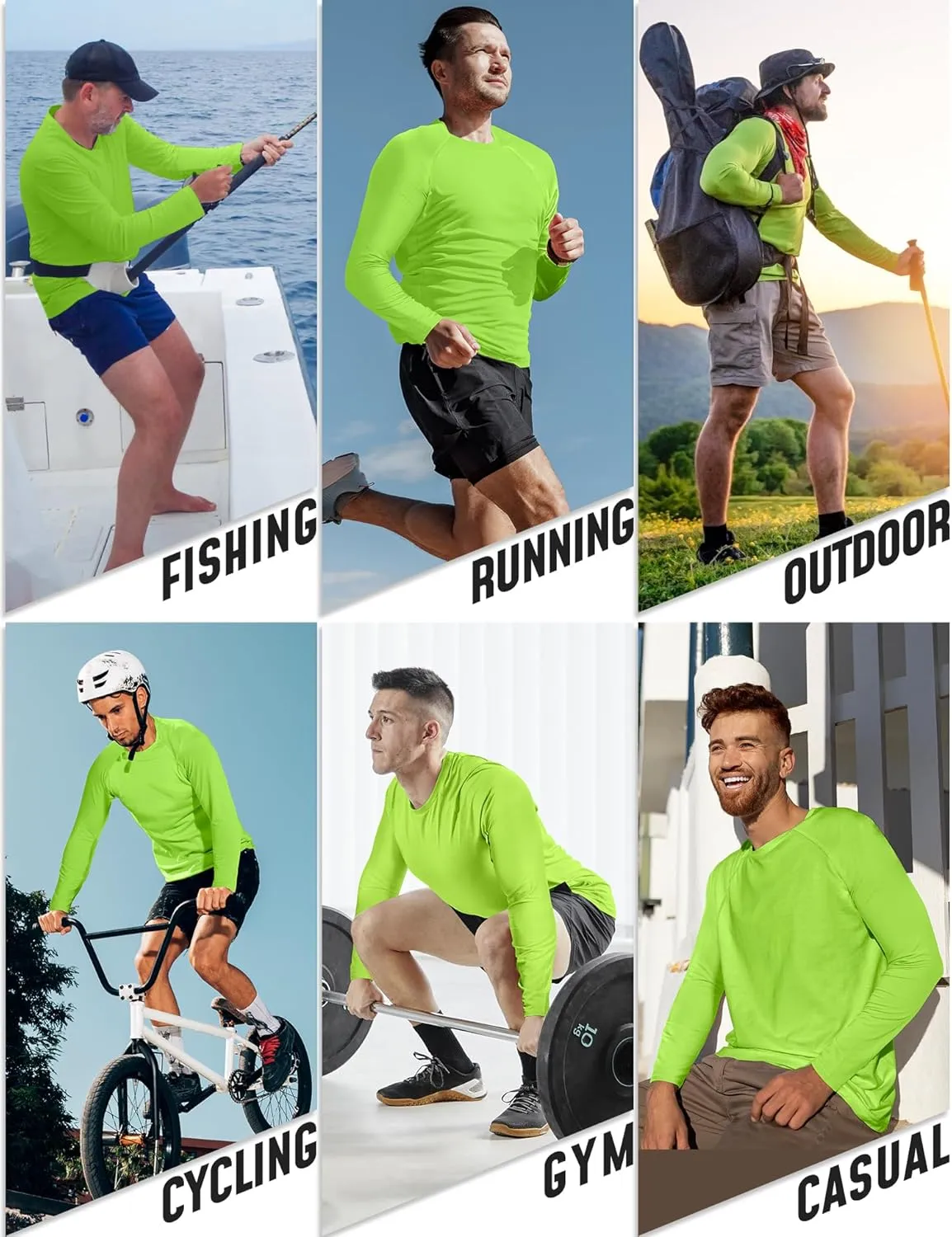 4 Pack Mens Long Sleeve Tee Shirts UPF 50  Rash Guard Quick Dry Fit Workout Gym Fishing Athletic Tshirt