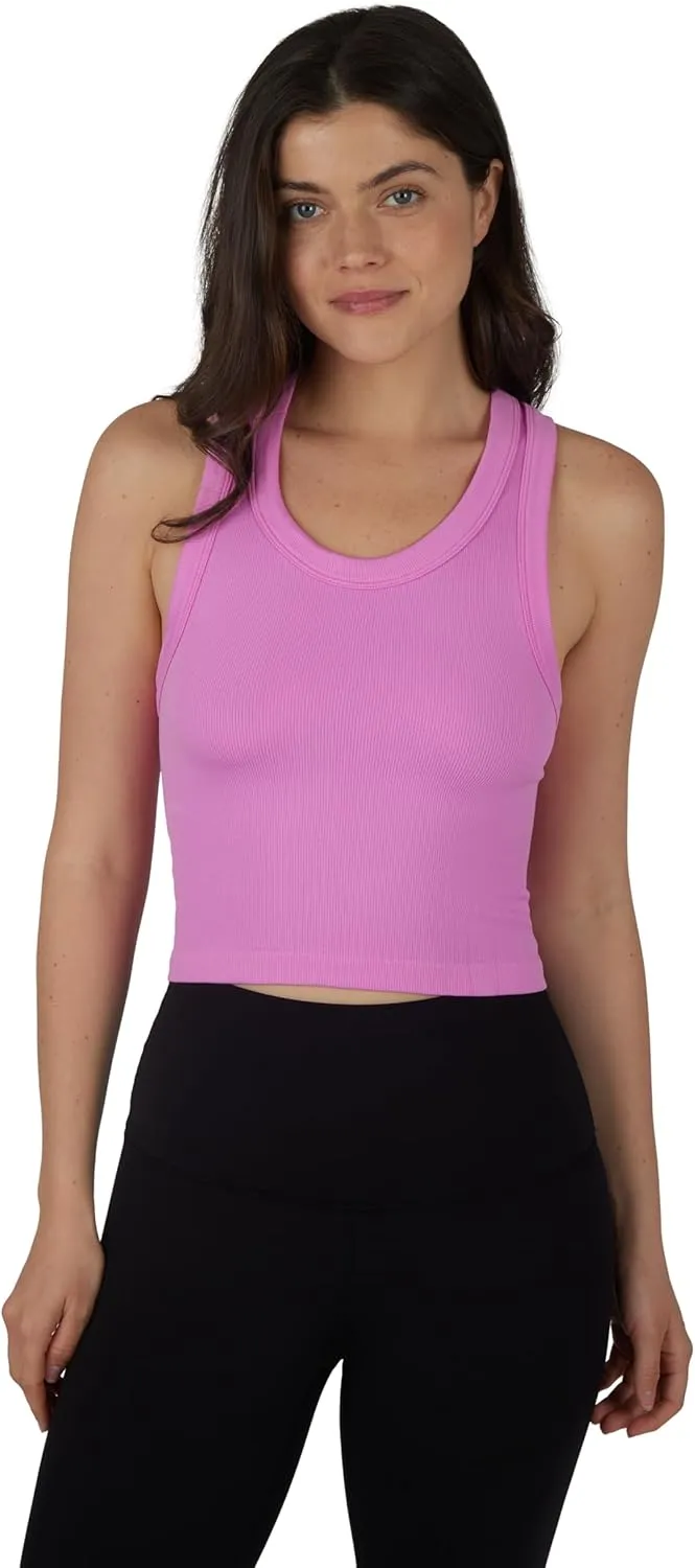 90 Degree By Reflex Womens Seamless Tank Ribbed Fitted Racerback Top 3 Pack