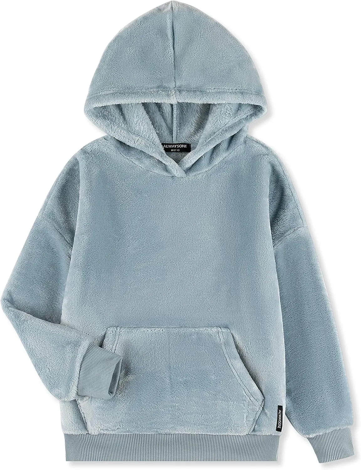 ALWAYSONE Girls Oversize Sweatshirt Soft Sherpa Pullover Fluffy Coat with Pocket Fuzzy Fleece Hoodie 3-12 Years