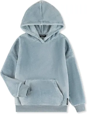 ALWAYSONE Girls Oversize Sweatshirt Soft Sherpa Pullover Fluffy Coat with Pocket Fuzzy Fleece Hoodie 3-12 Years