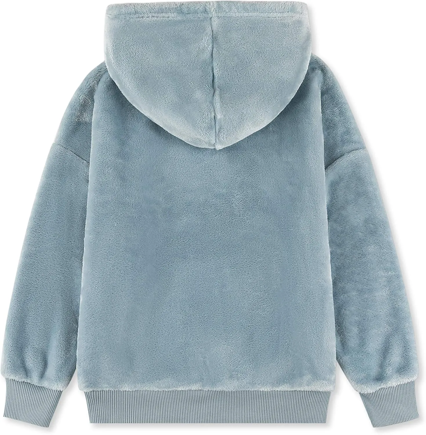 ALWAYSONE Girls Oversize Sweatshirt Soft Sherpa Pullover Fluffy Coat with Pocket Fuzzy Fleece Hoodie 3-12 Years