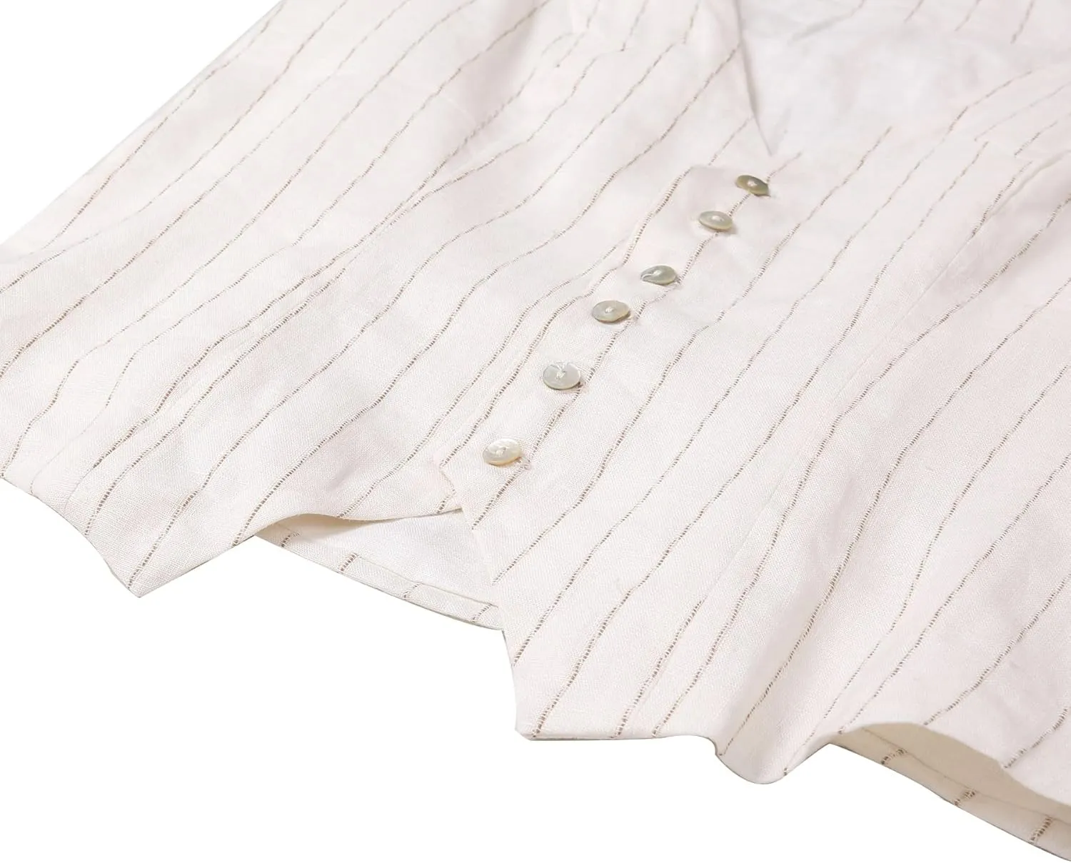Amazhiyu Womens Pure Linen Sleeveless Button Down Crop Top V Neck Waistcoat Vest