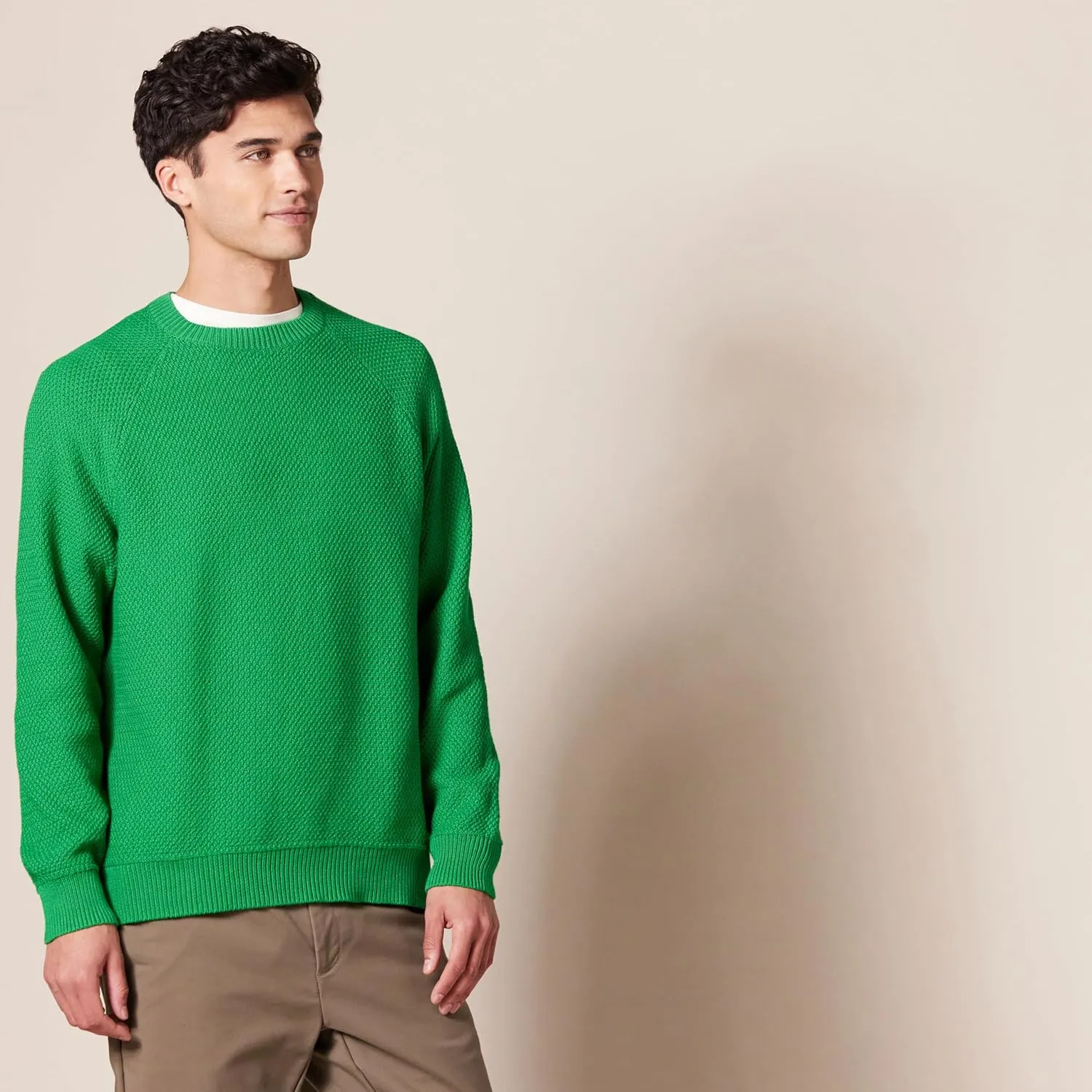 Amazon Essentials Oversized Crewneck Sweater for Men, Textured, Cotton