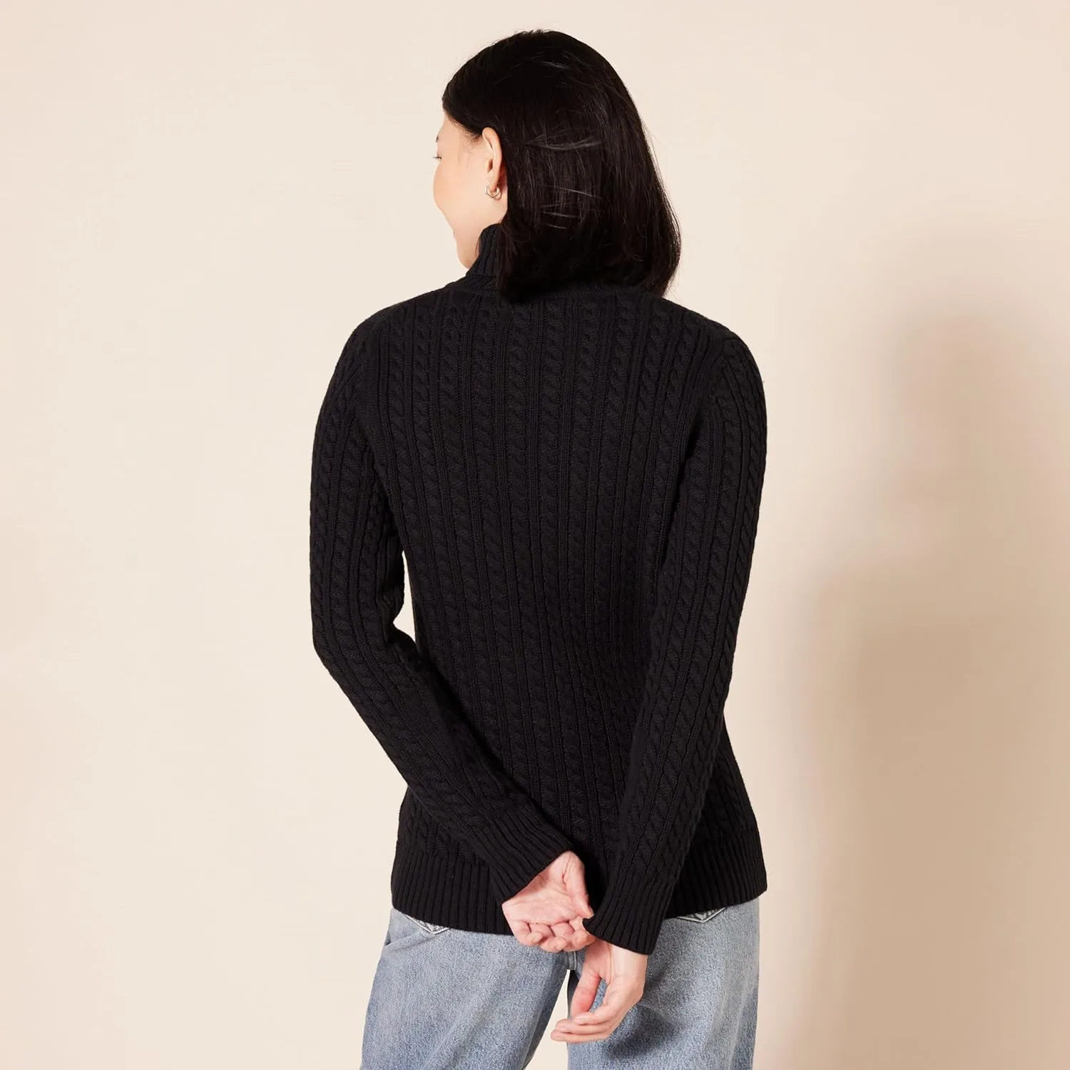 Amazon Essentials Women's Fisherman Cable Turtleneck Sweater (Available in Plus Size)