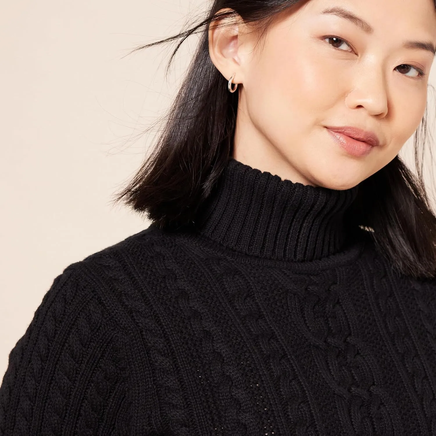 Amazon Essentials Women's Fisherman Cable Turtleneck Sweater (Available in Plus Size)