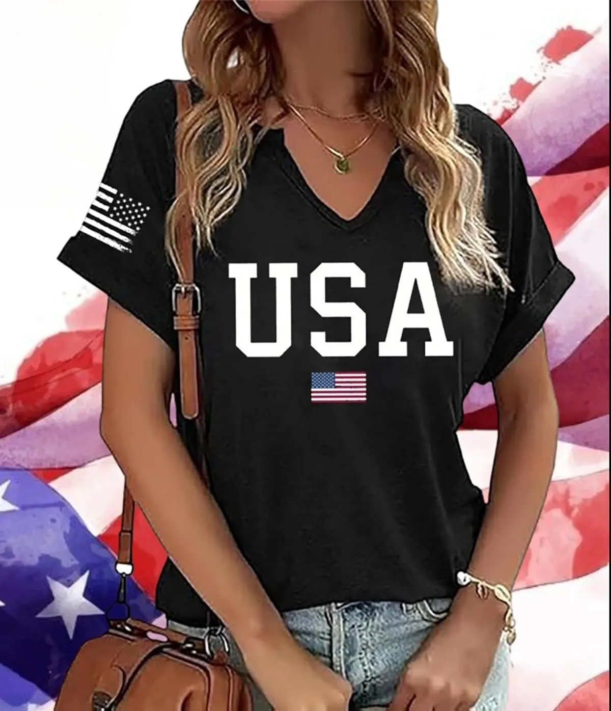 American Flag T-Shirt for Women Patriotic Graphic Tee 4th of July Independence Day Shirt Casual Short Sleeve Tops