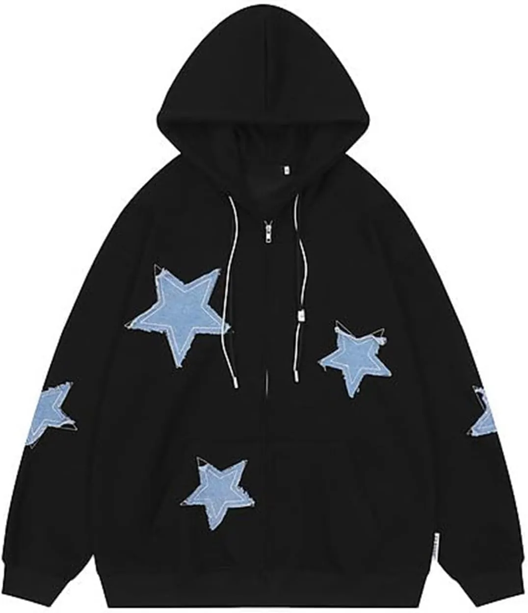 Amiblvowa Y2K Zip Up Hoodie Men Women Star Letter Graphic Hoodies Vintage Aesthetic Hooded Sweatshirt Harajuku Jacket