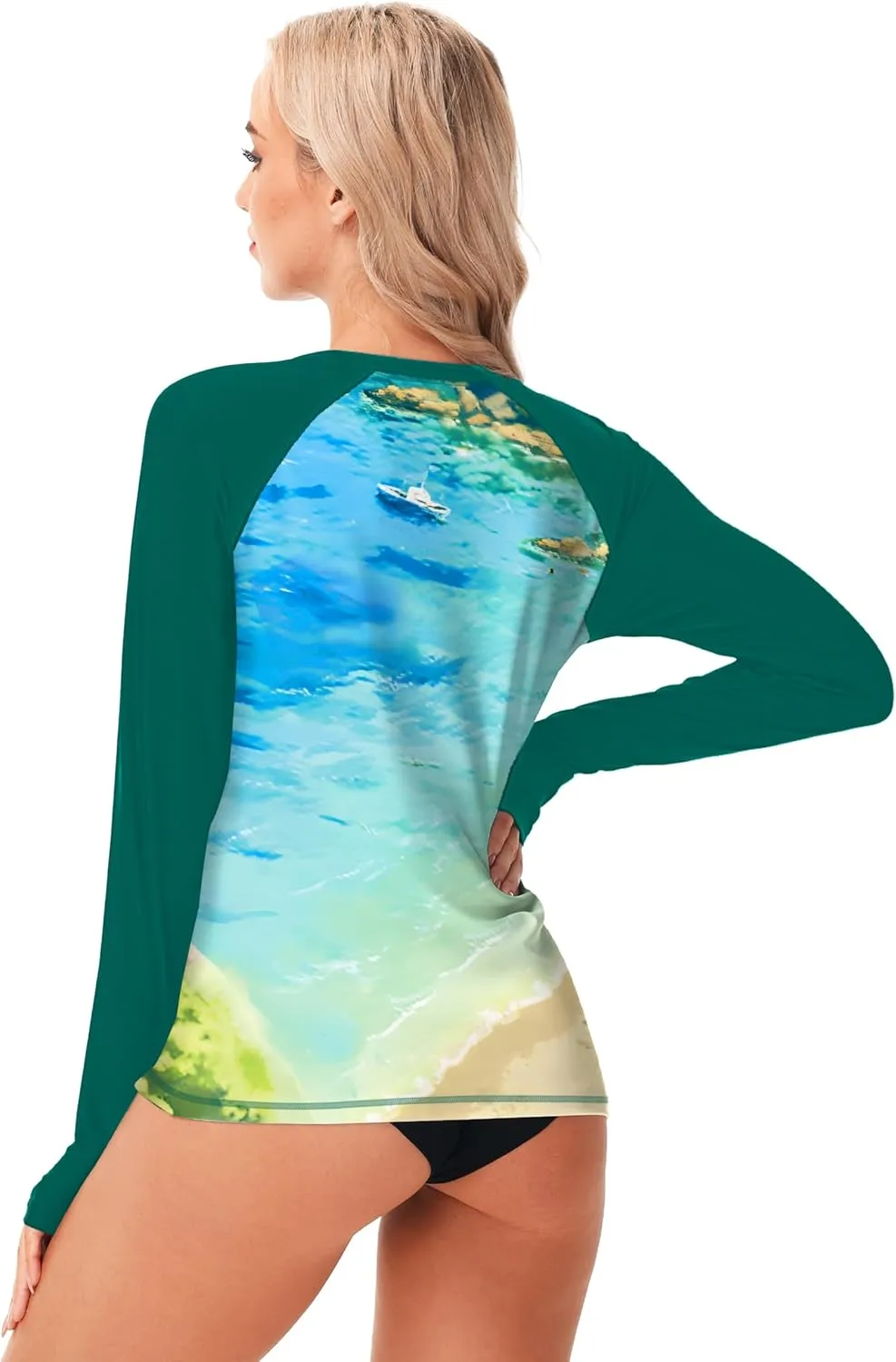AOBUTE Women Rash Guard UPF 50  Long Sleeve Swim Top Surf Shirts