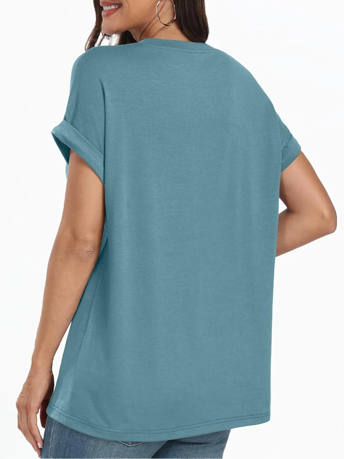 AUTOMET Women's Oversized V Neck Tshirts Casual Basic Short Sleeve Summer Tops Loose Fit 2025 Plain Tee Shirts