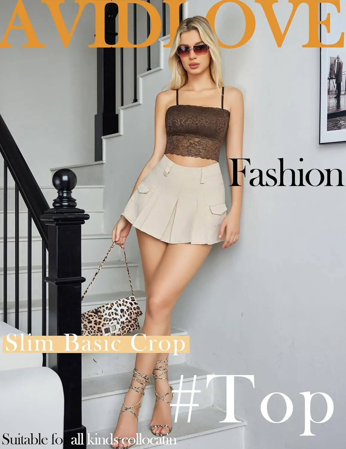Avidlove Bralettes for Women Lace Spaghetti Strap Tank Top Tube Slim Basic Camisole