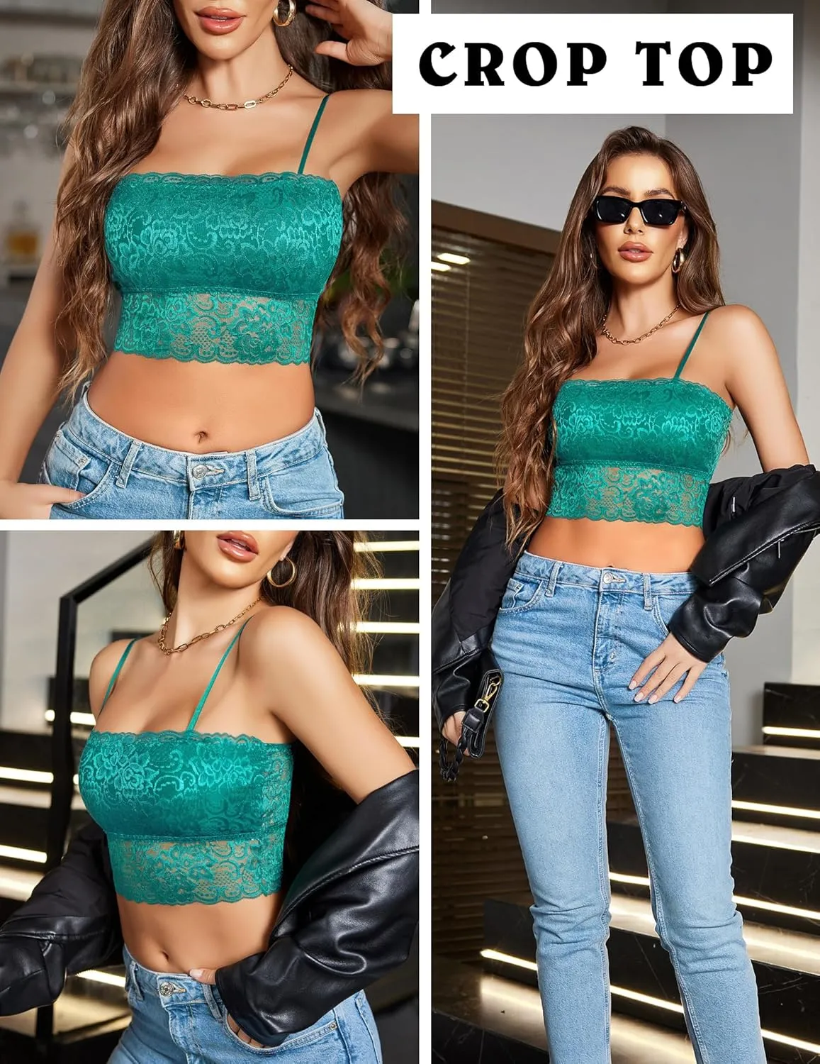 Avidlove Bralettes for Women Lace Spaghetti Strap Tank Top Tube Slim Basic Camisole
