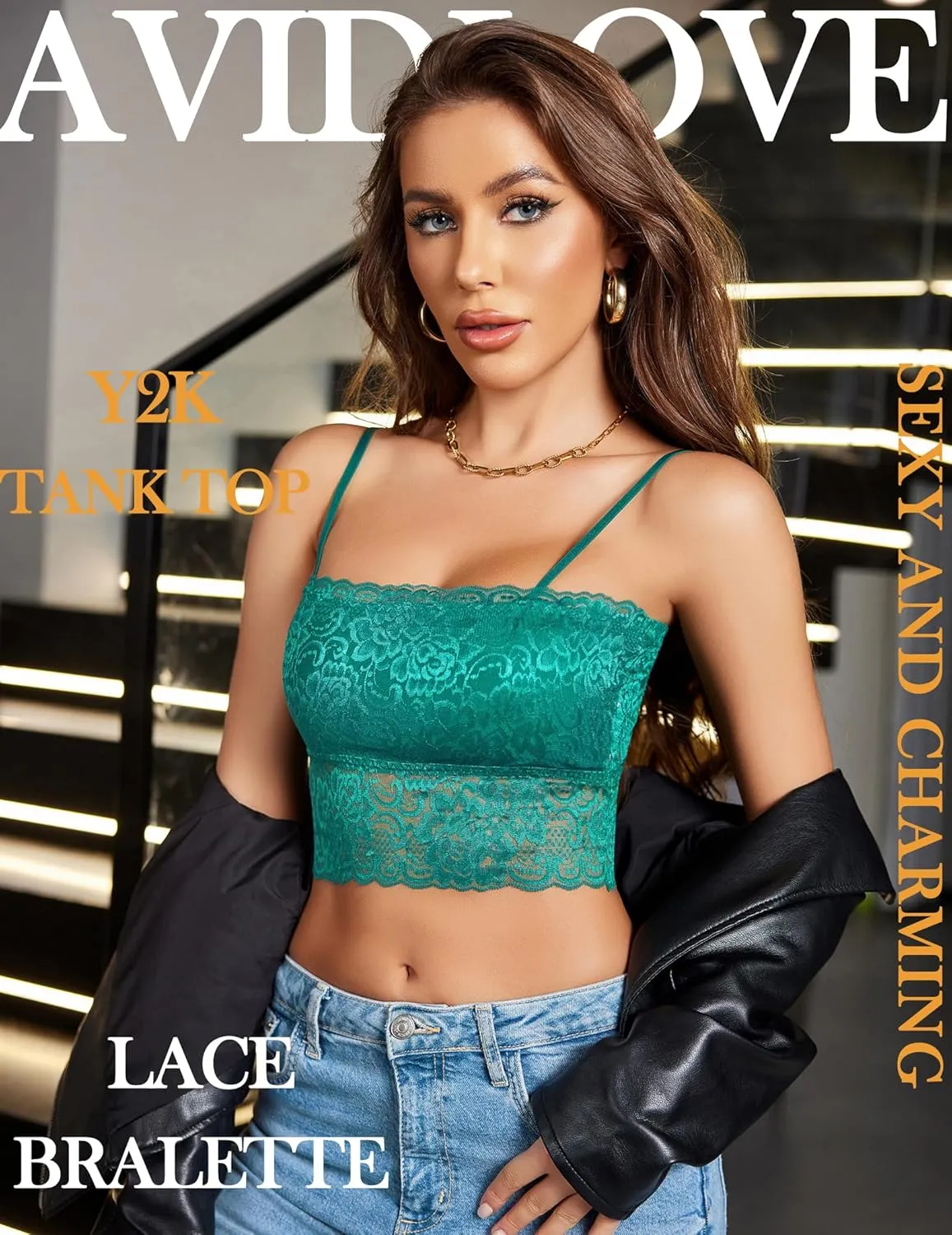 Avidlove Bralettes for Women Lace Spaghetti Strap Tank Top Tube Slim Basic Camisole