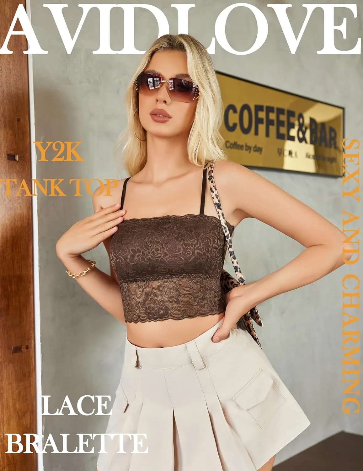Avidlove Bralettes for Women Lace Spaghetti Strap Tank Top Tube Slim Basic Camisole