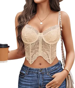Avidlove Lace Bralettes for Women Y2k Camisole Lingerie Adjustable Strap Crop Top