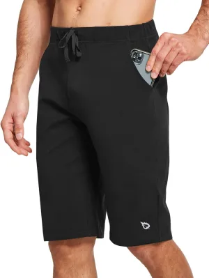baleaf Men's Long Shorts Cotton Below Knee Yoga Workout Pajama Lounge Athletic Sweat Jersey Shorts with Pockets