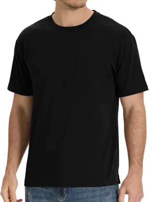 BAMBOO COOL Men's Pocket T-Shirts Heavy Weight Short Sleeve Tee Shirts Crew Neck Tshirt Soft Classic Undershirts for Men
