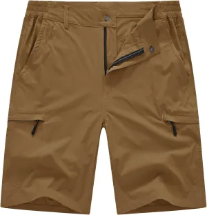 BASUDAM Men's Cargo Hiking Shorts Stretch Quick Dry Lightweight Work Shorts 6 Pockets for Camping Travel