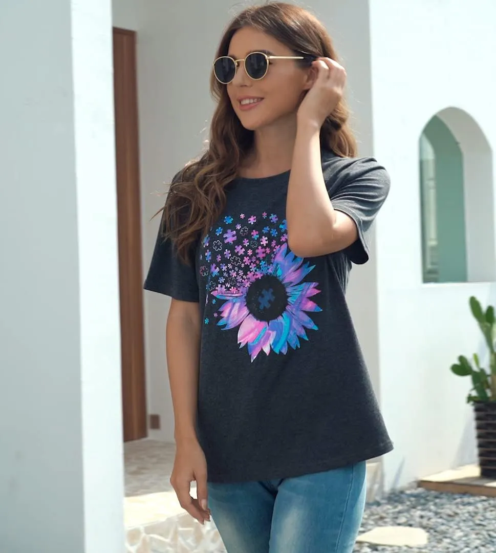 Bealatt Women's Sunflower Graphic Shirts Sunflower Pattern Print Tank Tops Casual Sleeveless Summer Tops Holiday Tee Shirt