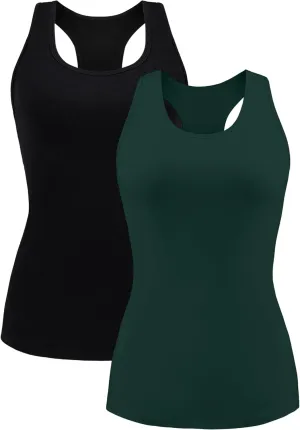 beautyin Women Tank Top with Shelf Bra Racerback Workout Yoga Tops Undershirt
