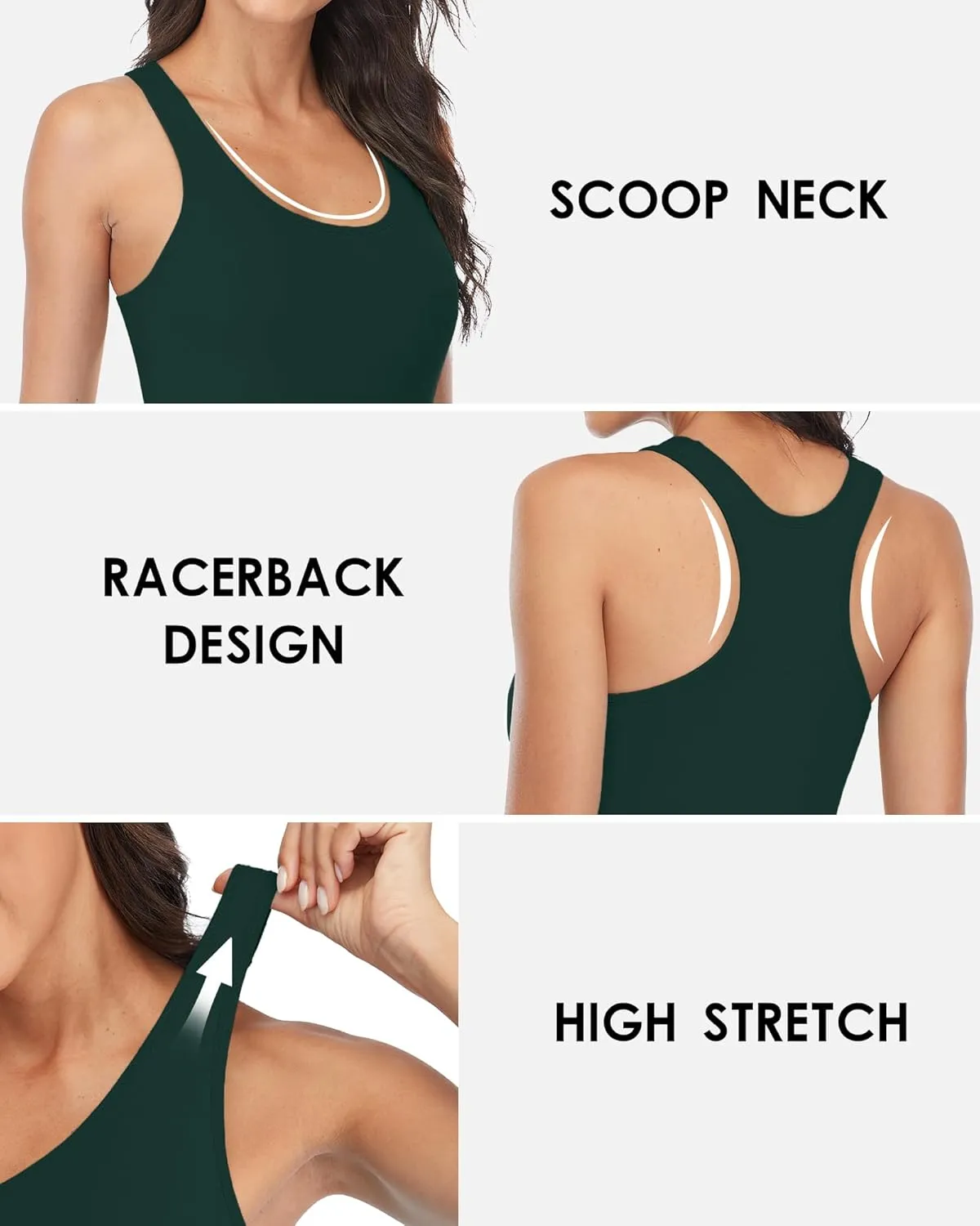 beautyin Women Tank Top with Shelf Bra Racerback Workout Yoga Tops Undershirt