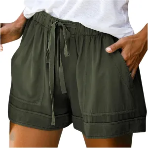 Bermuda Shorts for Women Loose High Waisted Short Pants Wide Leg Linen Knee Length Summer Casual Long Pockets