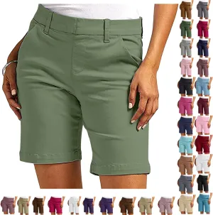 Bermuda Shorts for Women Stretchy Dressy Casual High Waisted Lounge Short Pants Straight Leg Hiking Vacation Outfits