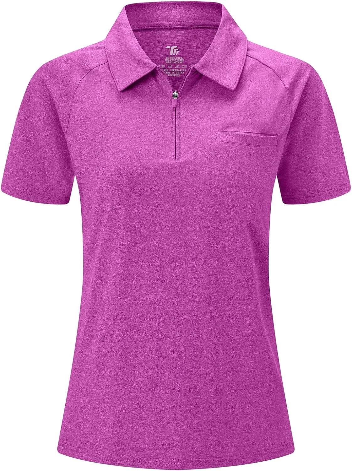 BGOWATU Women's Short Sleeve Golf Polo Shirts 1/4 Zip Tennis Tops Collared T-Shirts UV Protection Quick Dry