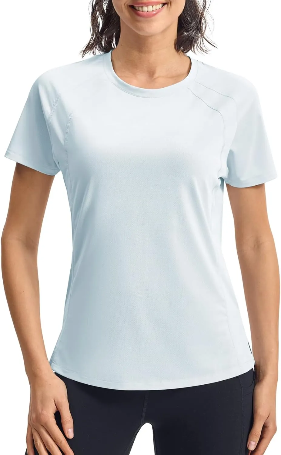 BGOWATU Women's Workout Athletic Tops Short Sleeve Crewneck T-Shirts Running Gym Yoga Tee Dry Fit UV Protection