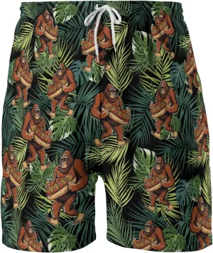 Bigfoot Men's Quick Dry - Sasquatch Hawaiian Shorts for Men - Beach Shorts Swim Trunks Set 14 (TND-LN-14)