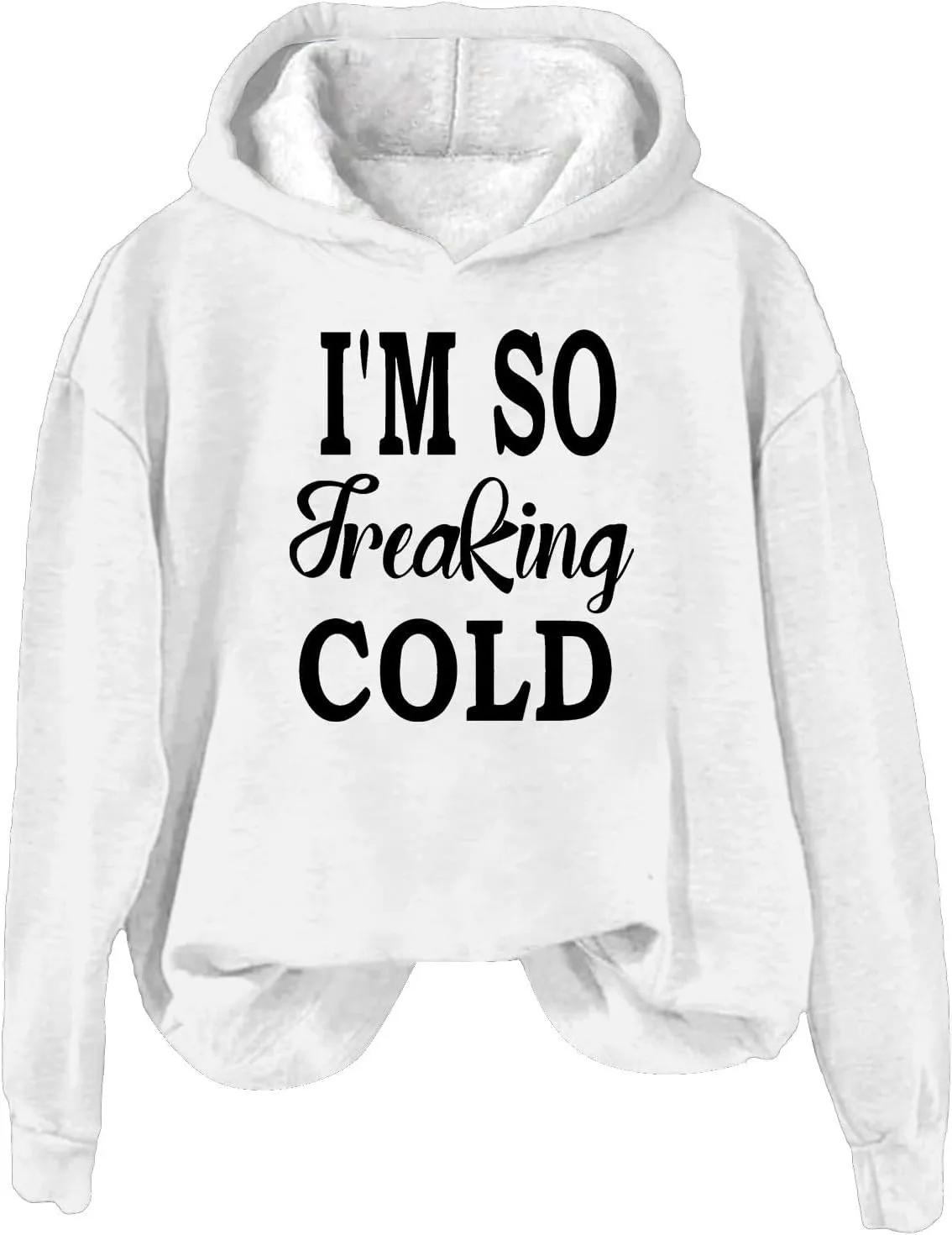 Binmer I'm So Freaking Cold Funny Graphic Sweatshirts Women Oversized Long Sleeve Pullover Tops Casual Y2K Hoodies Shirts