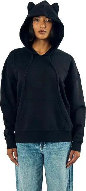Bioworld Cat Inspired Cosplay Women's Black Oversized Hoodie with 3D Cat Ears