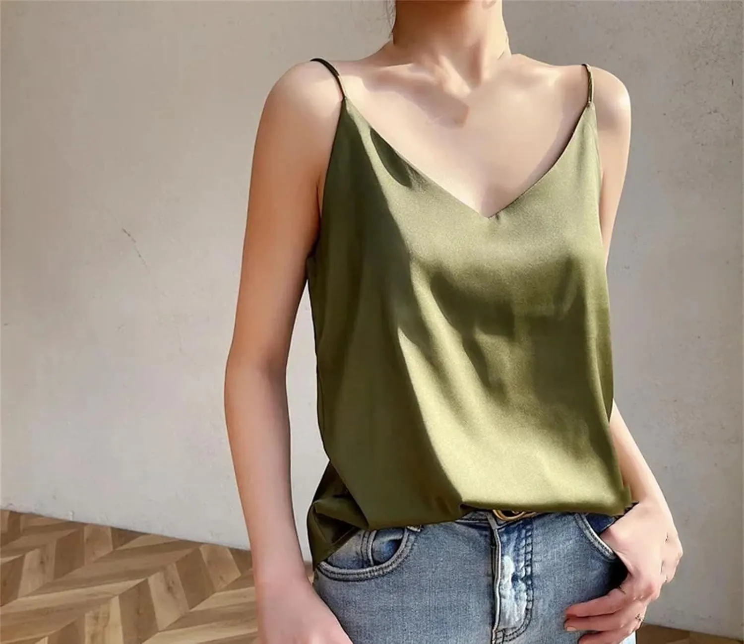 Camisole Tops for Women One-Shoulder Camisole V-Neck Short Inner Top