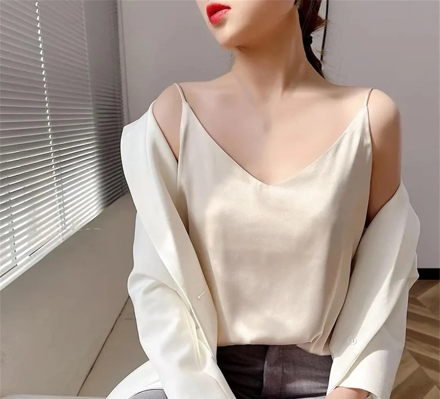 Camisole Tops for Women One-Shoulder Camisole V-Neck Short Inner Top