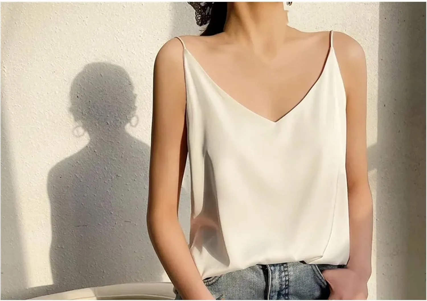 Camisole Tops for Women One-Shoulder Camisole V-Neck Short Inner Top