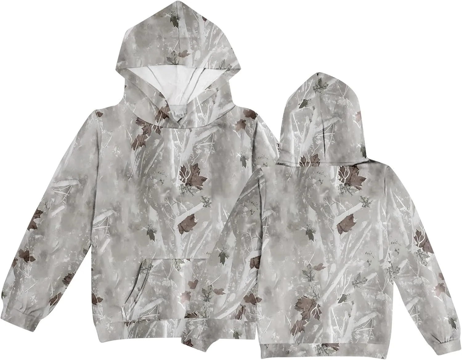 Camo Hoodies for Kids Boys Girls Cute Sweatshirt Maple Leaf Print Oversized Fleece Sweatshirts Classic Pullover with Pocket