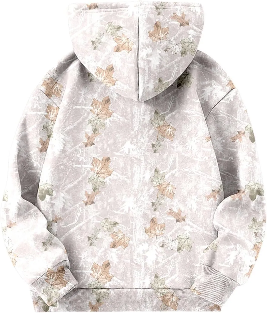 Camo Hoodies for Teen Girls Cute Sweatshirt Maple Leaf Print Oversized Fleece Sweatshirts Pullover Tops with Pocket