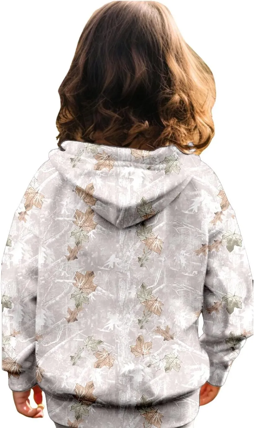 Camo Hoodies for Teen Girls Cute Sweatshirt Maple Leaf Print Oversized Fleece Sweatshirts Pullover Tops with Pocket