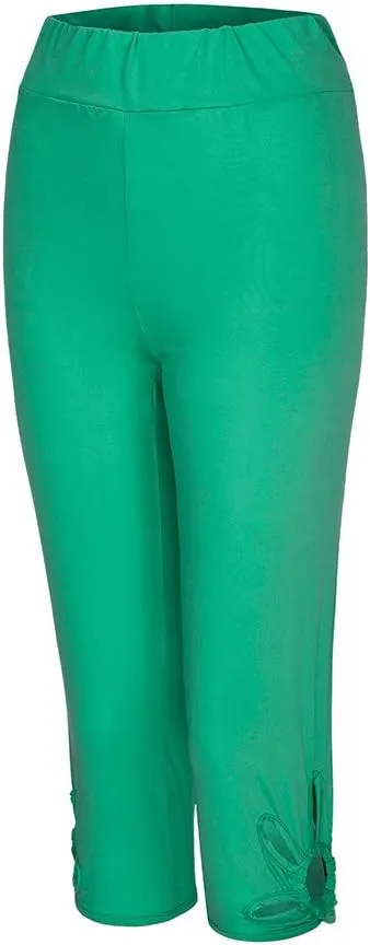 Capri Leggings for Women Summer Tummy Control High Waist Hollow Out Capris Leggings Stretchy Workout Yoga Pants
