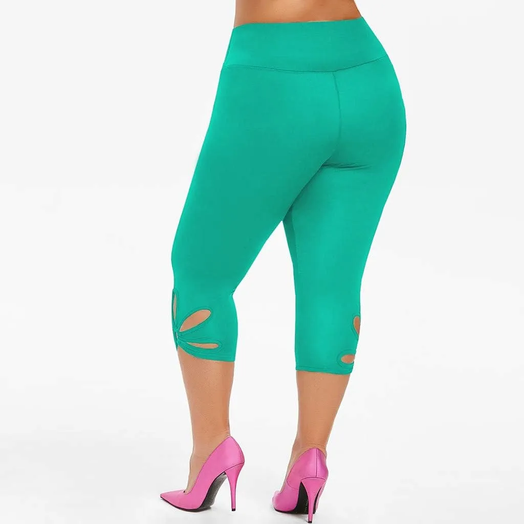 Capri Leggings for Women Summer Tummy Control High Waist Hollow Out Capris Leggings Stretchy Workout Yoga Pants
