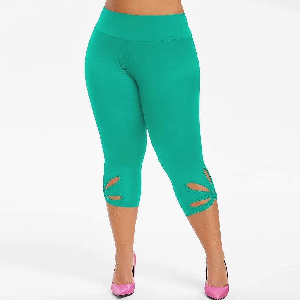 Capri Leggings for Women Summer Tummy Control High Waist Hollow Out Capris Leggings Stretchy Workout Yoga Pants