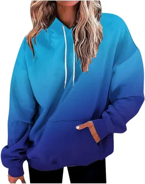 Ceboyel Womens Neon Print Oversized Sweatshirt Drawstring Pullover Sweatshirt Trendy Sweater Tops Fall Fashion Clothes 2023