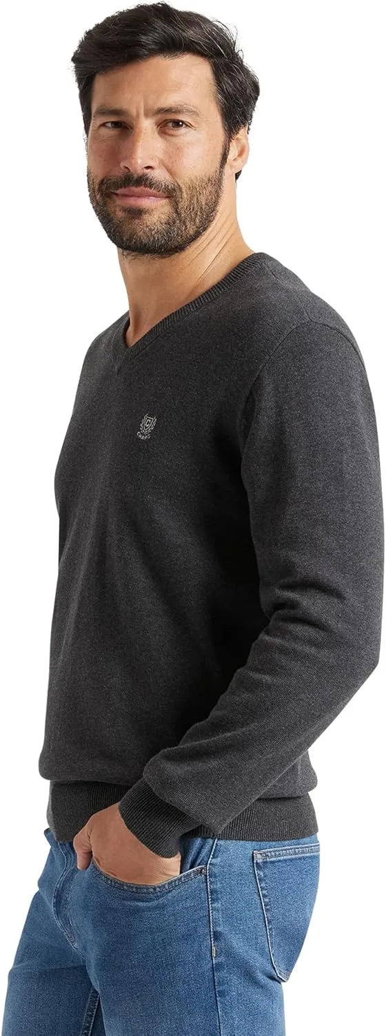 Chaps Men's Casual V Neck Sweater - Ribbed Knit Slim Fit Long Sleeve Pullover Top for Men (M-2XL)