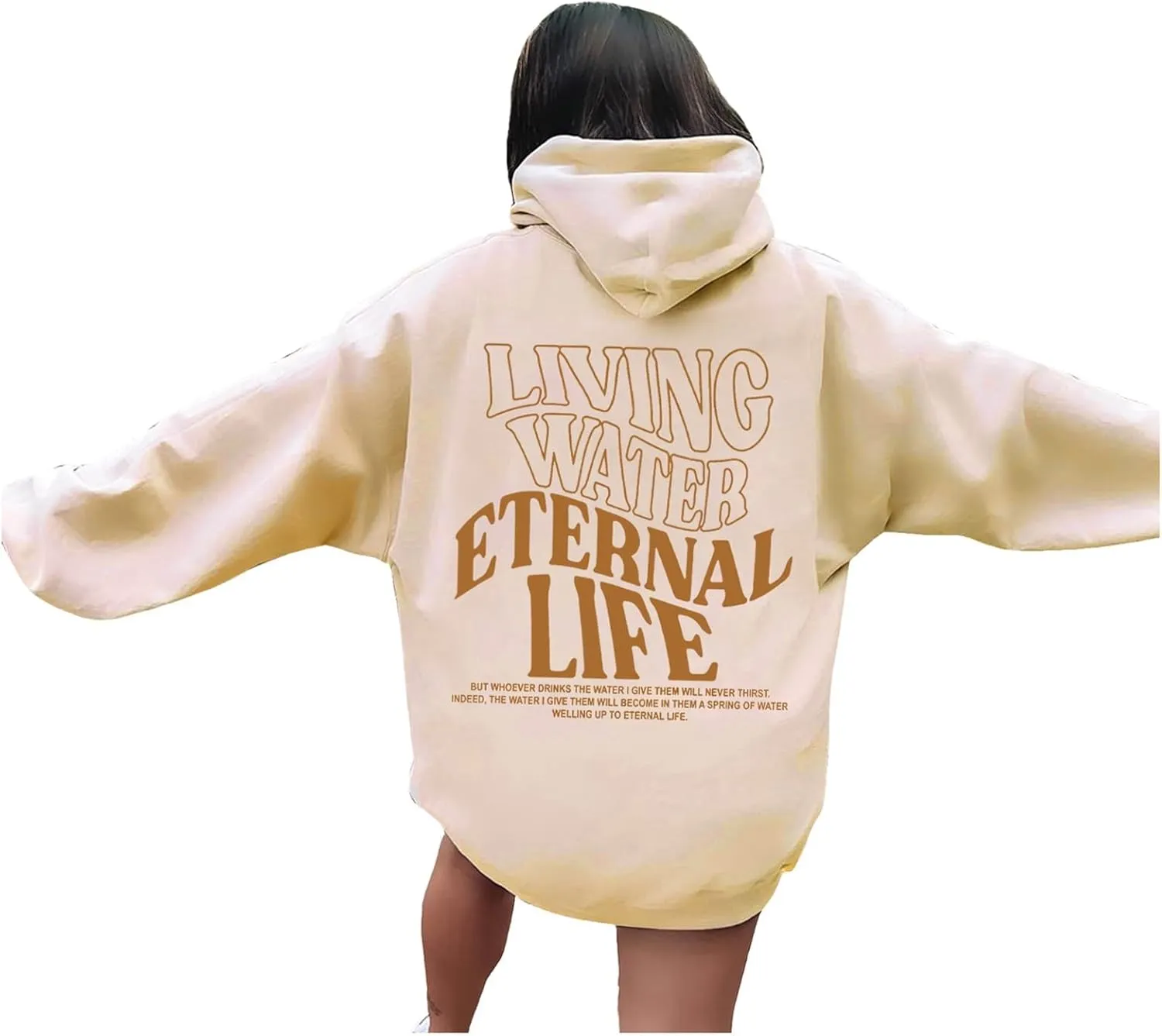 Christian Sweatshirts For Women Living Water Eternal Life Hoodies Long Sleeve Oversized Hoodies Jesus Sweatshirts