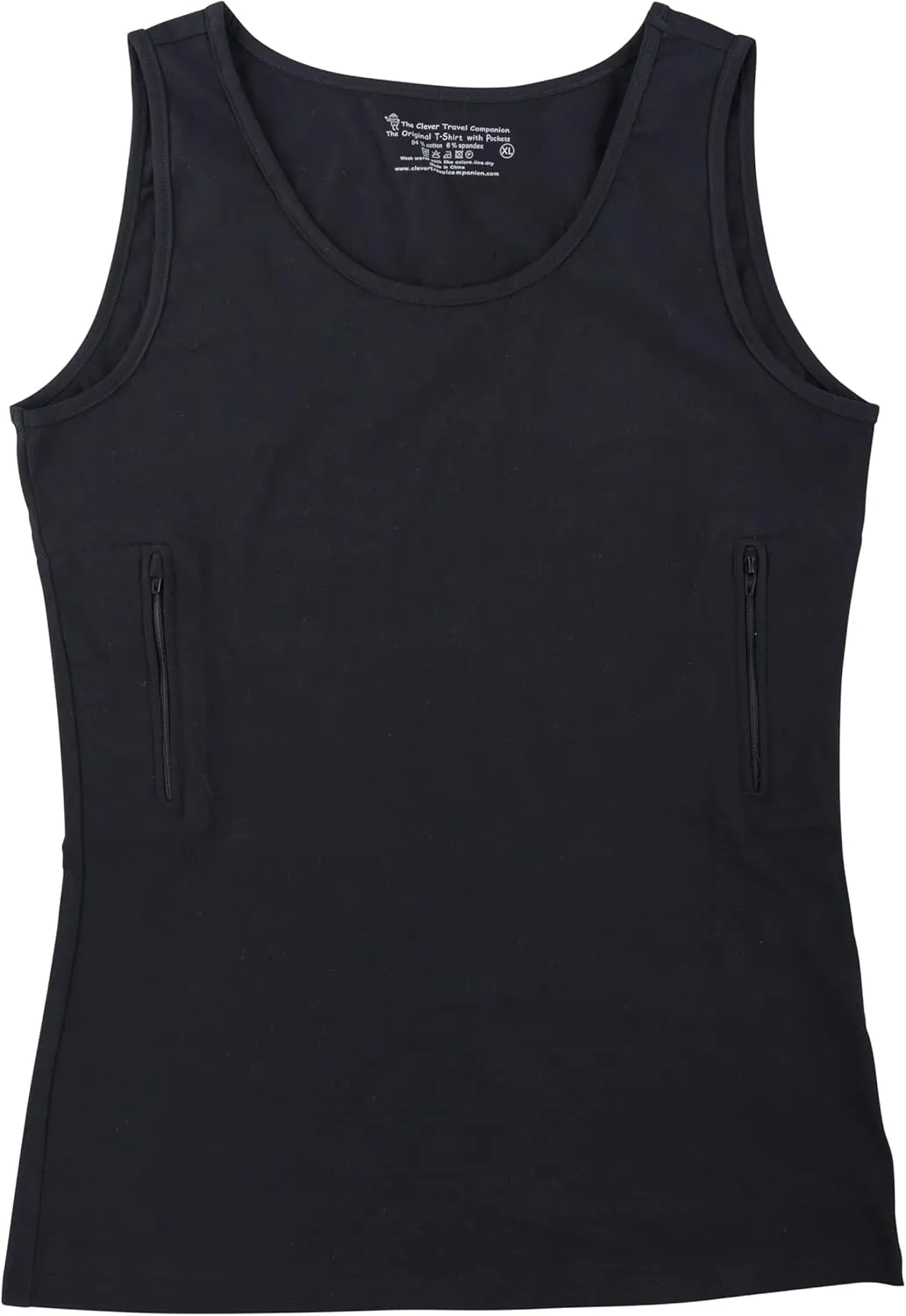 Clever Travel Companion Womens Tank Top with 1 Hidden Zipper Pocket, 100% Pickpocket Proof Holiday Tour Sleeveless Tee Shirt