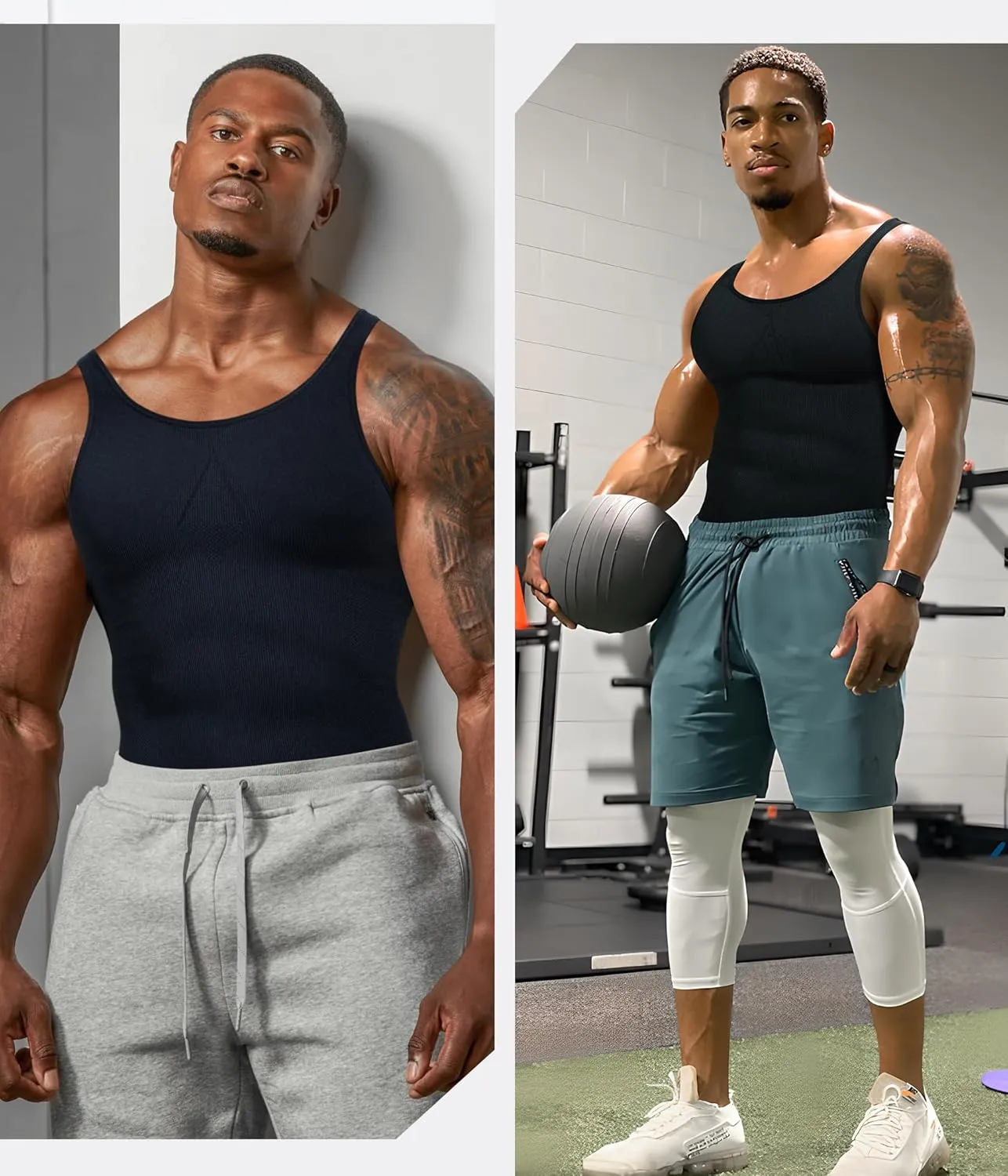 Compression Shirt Men Tank Top Undershirt Slimming Body Shapewear Tummy Control Gynecomastia Sleeveless